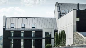 Алюминиевая кровля Система PREFALZ 47 Серая патина Prefa